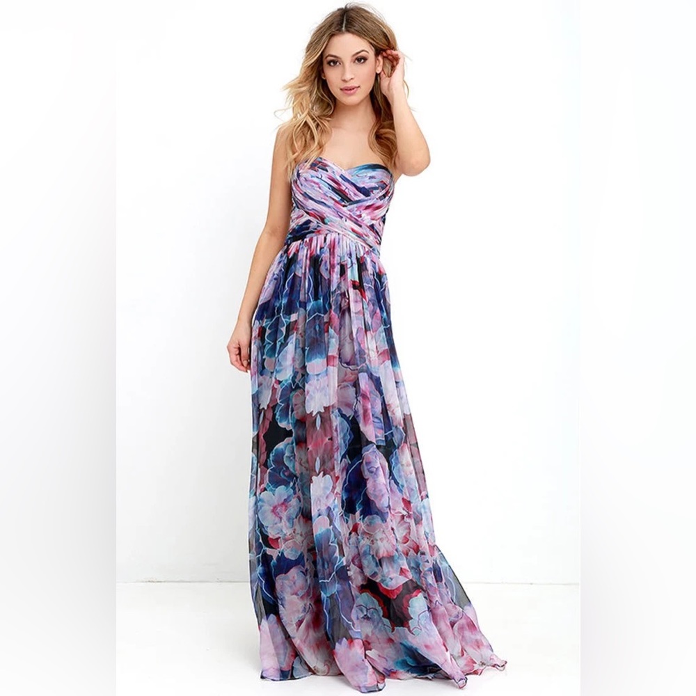 Bariano Australia Special Effects Purple Floral Print Maxi Dress